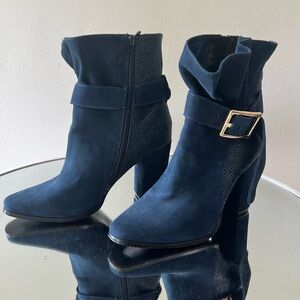 Blue suede boots